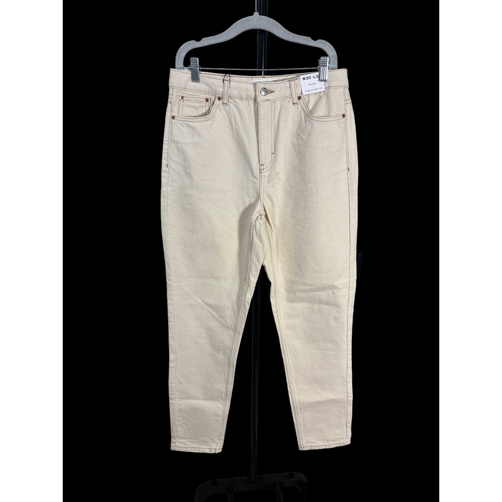 Topshop Mom Jeans Cream White High Rise Tapered Denim Womens Size 8 NWT Stylish